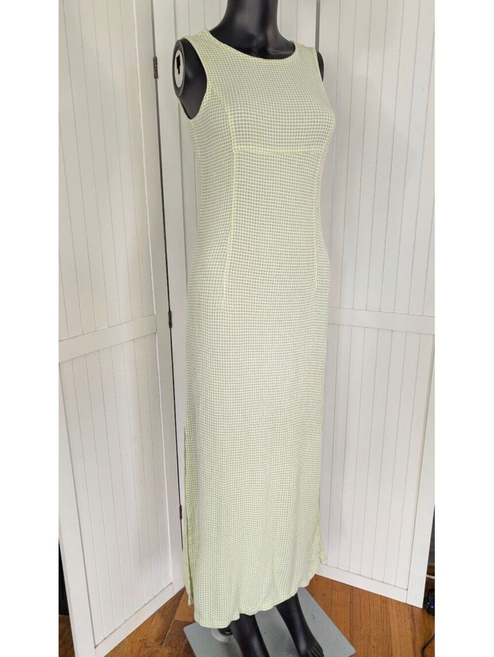 Vintage 90s S.C. & Co. Gingham Pucker Maxi Dress Made in Canada Size 10 Y2K